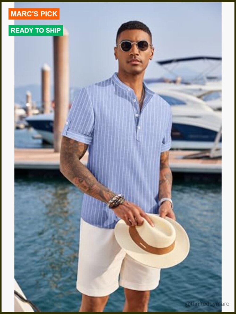 Men's Linen Henley Shirt Short Sleeve Casual Summer Beach T-Shirt - Picture 4 of 7
